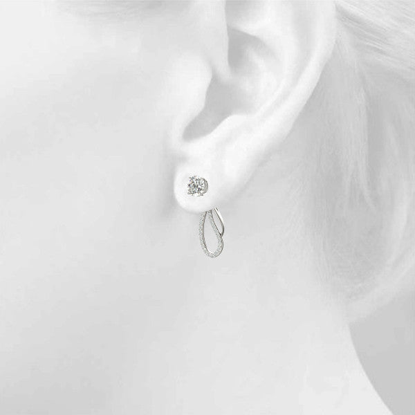 White gold Round Cut Prong Set Diamond Infinity Drop Earrings