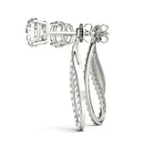 White gold Round Cut Prong Set Diamond Infinity Drop Earrings