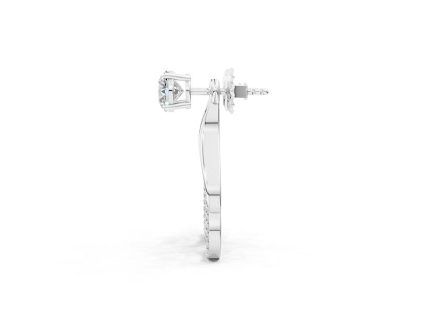 White Gold Round Laboratory-Grown Diamond Stud and Pave Teardrop Jacket Earrings