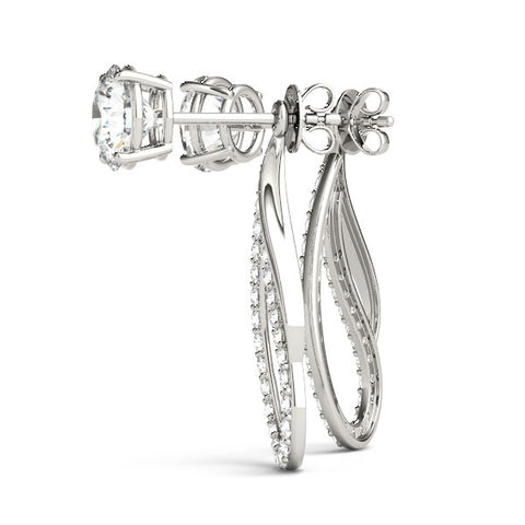 White gold Round Cut Prong Set Diamond Infinity Drop Earrings