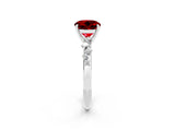 White gold Round Cut Ruby Cluster Side Stone Solitaire Ring with Prong Setting_26