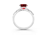 White gold Round Cut Ruby Cluster Side Stone Solitaire Ring with Prong Setting_27