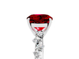 White gold Round Cut Ruby Cluster Side Stone Solitaire Ring with Prong Setting_29