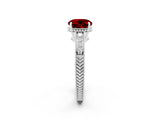 White gold Round Cut Ruby Engagement Ring with Milgrain Channel Set Band and Prong Setting_2