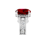 White gold Round Cut Ruby Engagement Ring with Milgrain Channel Set Band and Prong Setting_5