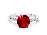 White gold Round Cut Ruby Engagement Ring with Side Stone Accents and Four-Prong Setting_24