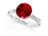 White gold Round Cut Ruby Engagement Ring with Side Stone Accents and Four-Prong Setting_25
