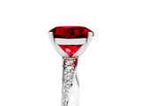White gold Round Cut Ruby Engagement Ring with Side Stone Accents and Four-Prong Setting_32