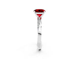 White gold Round Cut Ruby Engagement Ring with Side Stone Accents and Four-Prong Setting_86