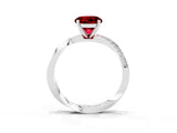 White gold Round Cut Ruby Engagement Ring with Side Stone Accents and Four-Prong Setting_87