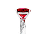 White gold Round Cut Ruby Engagement Ring with Side Stone Accents and Four-Prong Setting_89