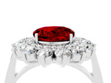 White gold Round Cut Ruby Floral Double Halo Engagement Ring with Prong Setting_94