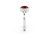 White gold Round Cut Ruby Halo Ring with Tapered Band and Four-Prong Setting_2
