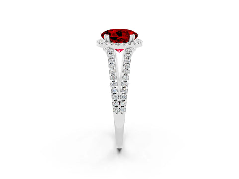 White gold Round Cut Ruby Halo Split Shank Engagement Ring_14