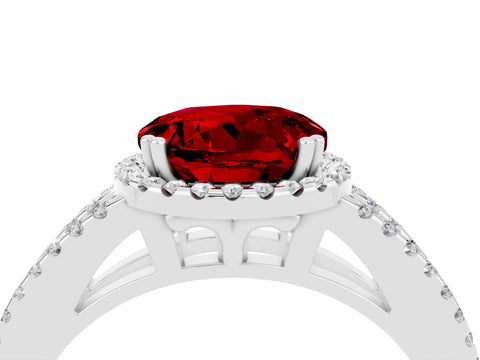 White gold Round Cut Ruby Halo Split Shank Engagement Ring_16