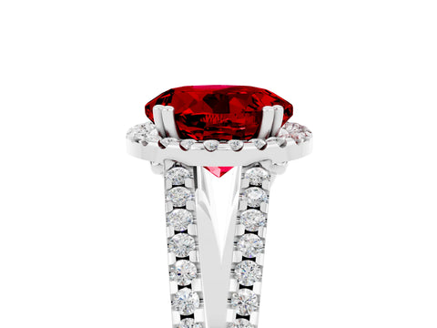 White gold Round Cut Ruby Halo Split Shank Engagement Ring_17