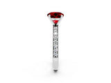 White gold Round Cut Ruby Milgrain Pavé Engagement Ring with Four-Prong Setting_2