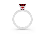 White gold Round Cut Ruby Milgrain Pavé Engagement Ring with Four-Prong Setting_3