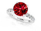 White gold Round Cut Ruby Pavé Solitaire Ring with Round Band and Prong Setting_37