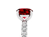 White gold Round Cut Ruby Pavé Solitaire Ring with Round Band and Prong Setting_41