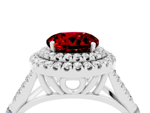 White gold Round Cut Ruby Pavé Split Shank Double Halo Engagement Ring_4