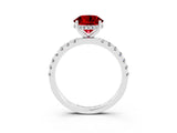 White gold Round Cut Ruby Pave Band Solitaire Ring with Four-Prong Setting_27