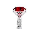 White gold Round Cut Ruby Pave Band Solitaire Ring with Four-Prong Setting_29