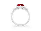 White gold Round Cut Ruby Ring with Side Stones and Four-Prong Setting_39