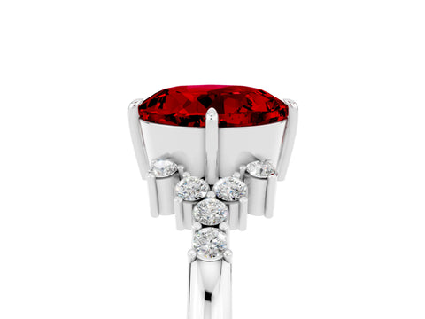 White gold Round Cut Ruby Ring with Side Stones and Four-Prong Setting_41