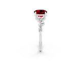 White gold Round Cut Ruby Scattered Round Accent Ring with Prong Setting_26