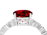 White gold Round Cut Ruby Scattered Round Accent Ring with Prong Setting_28