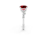 White gold Round Cut Ruby Scattered Round Accent Ring with Prong Setting_38