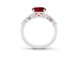 White gold Round Cut Ruby Scattered Round Accent Ring with Prong Setting_39