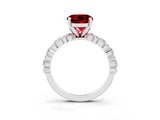 White gold Round Cut Ruby Side Stone Solitaire Ring with Round  and Four-Prong Setting_72