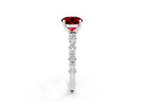 White gold Round Cut Ruby Side Stone Solitaire Ring with Round  and Four-Prong Setting_74