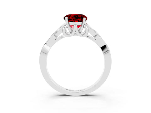 White gold Round Cut Ruby Solitaire Celtic Knot Ring with Four-Prong Setting_15