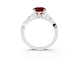 White gold Round Cut Ruby Solitaire Celtic Knot Ring with Four-Prong Setting_15