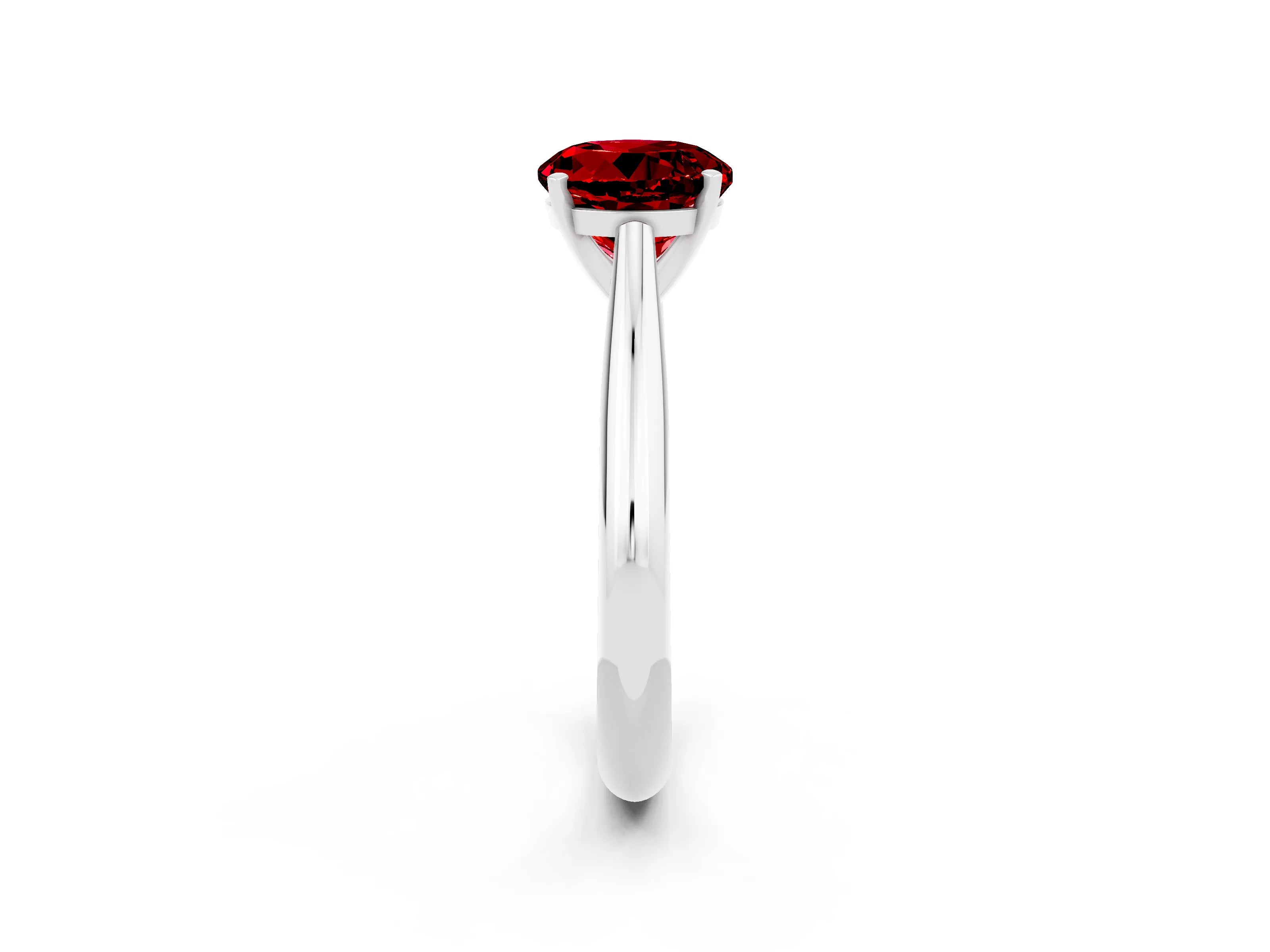 White gold Round Cut Ruby Solitaire Engagement Ring with Cathedral Setting and Four-Prong Mount_14
