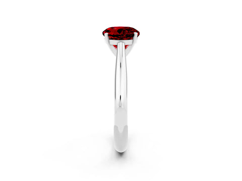 White gold Round Cut Ruby Solitaire Engagement Ring with Cathedral Setting and Four-Prong Mount_14