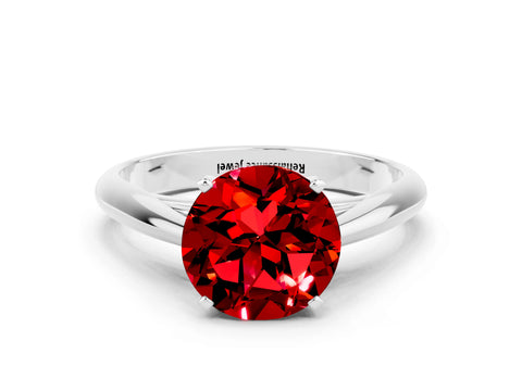 White gold Round Cut Ruby Solitaire Engagement Ring with Cathedral Setting and Four-Prong Mount_24