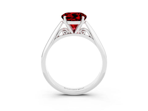 White gold Round Cut Ruby Solitaire Engagement Ring with Cathedral Setting and Four-Prong Mount_27