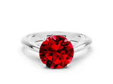White gold Round Cut Ruby Solitaire Engagement Ring with Cathedral Setting and Four-Prong Mount_30