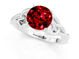 White gold Round Cut Ruby Solitaire Engagement Ring with Celtic Knot Band and Four-Prong Setting_1