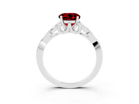 White gold Round Cut Ruby Solitaire Engagement Ring with Celtic Knot Band and Four-Prong Setting_3