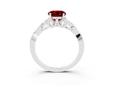 White gold Round Cut Ruby Solitaire Engagement Ring with Celtic Knot Band and Four-Prong Setting_3