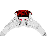 White gold Round Cut Ruby Solitaire Engagement Ring with Celtic Knot Band and Four-Prong Setting_4
