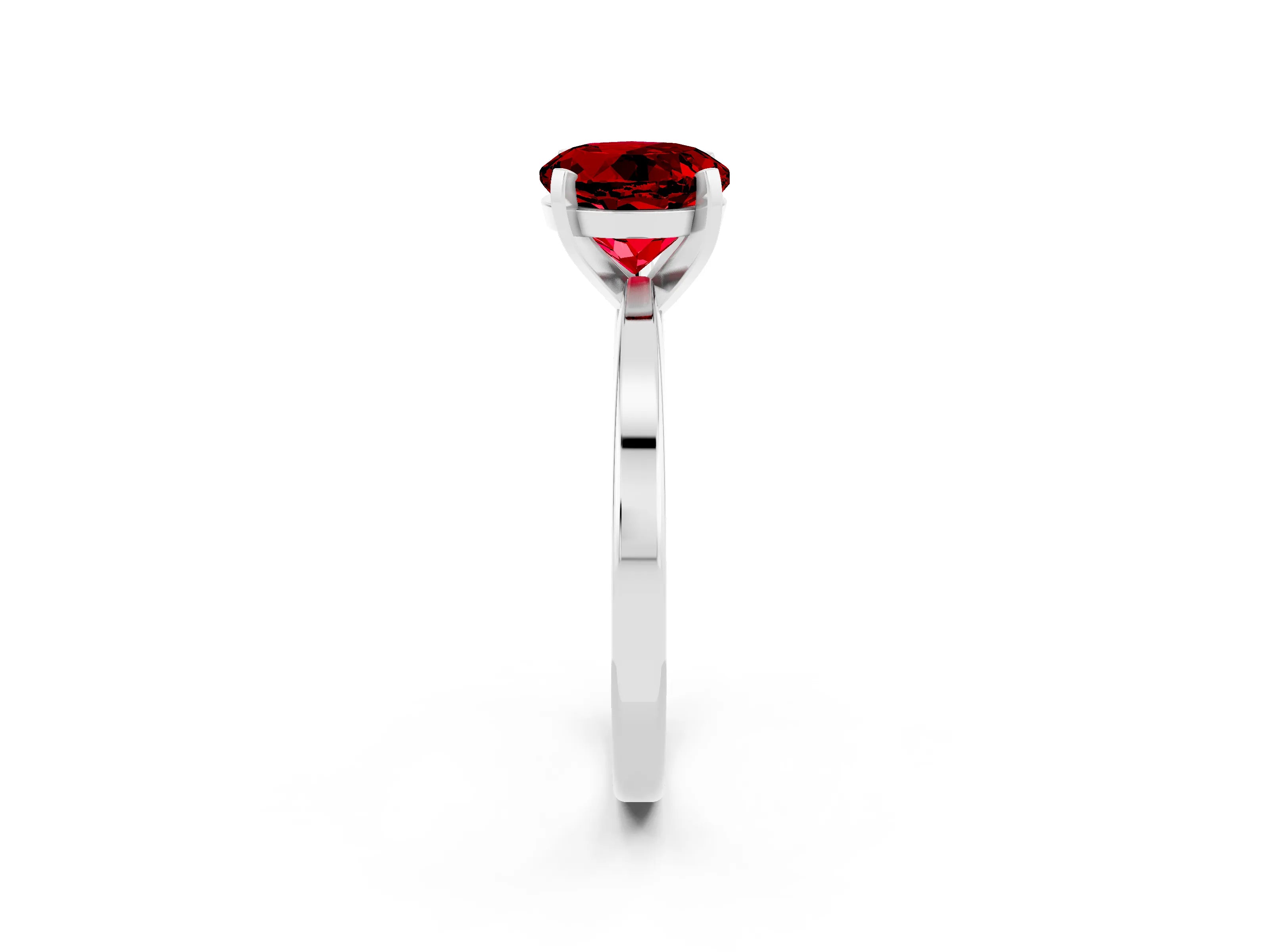 White gold Round Cut Ruby Solitaire Engagement Ring with Classic Band and Four-Prong Setting_26