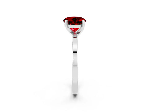 White gold Round Cut Ruby Solitaire Engagement Ring with Classic Band and Four-Prong Setting_26