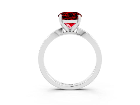 White gold Round Cut Ruby Solitaire Engagement Ring with Classic Band and Four-Prong Setting_27