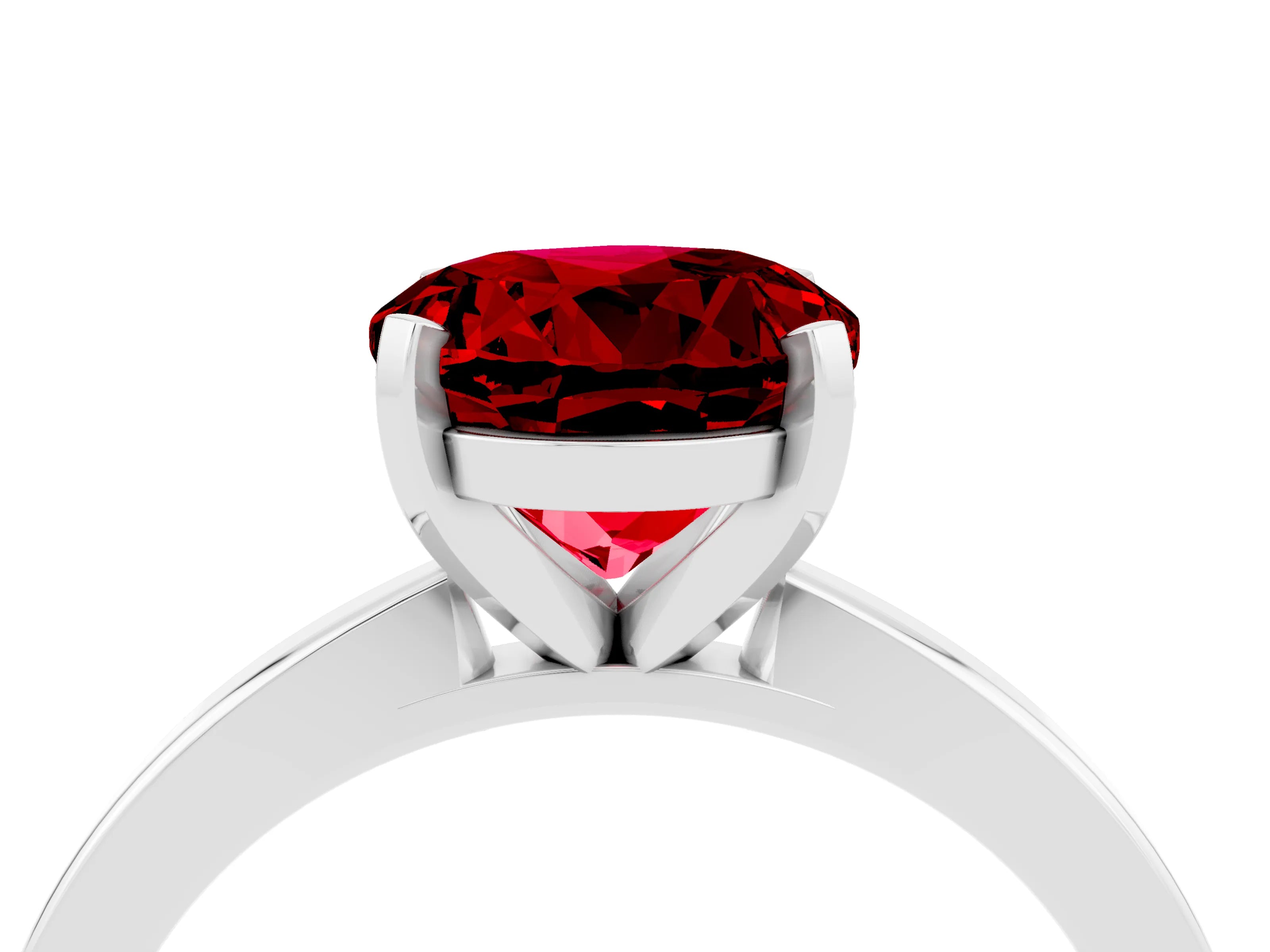 White gold Round Cut Ruby Solitaire Engagement Ring with Classic Band and Four-Prong Setting_28